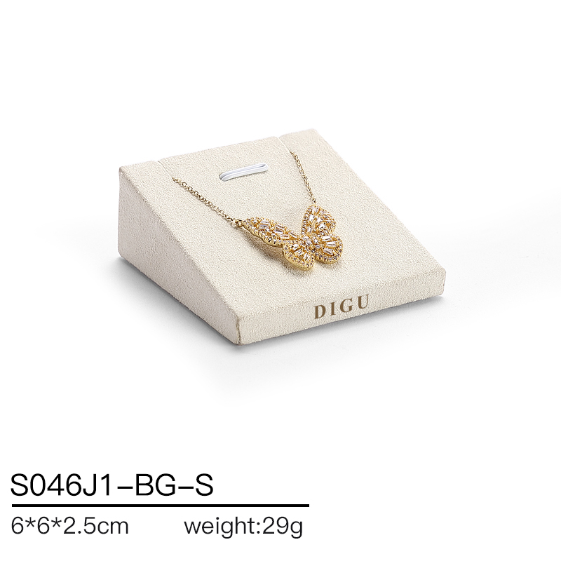 S046 Beige DIGU Handmade Beige Microfiber Jewelry display set Necklace Earring Bracelet Ring Jewelry Display Props