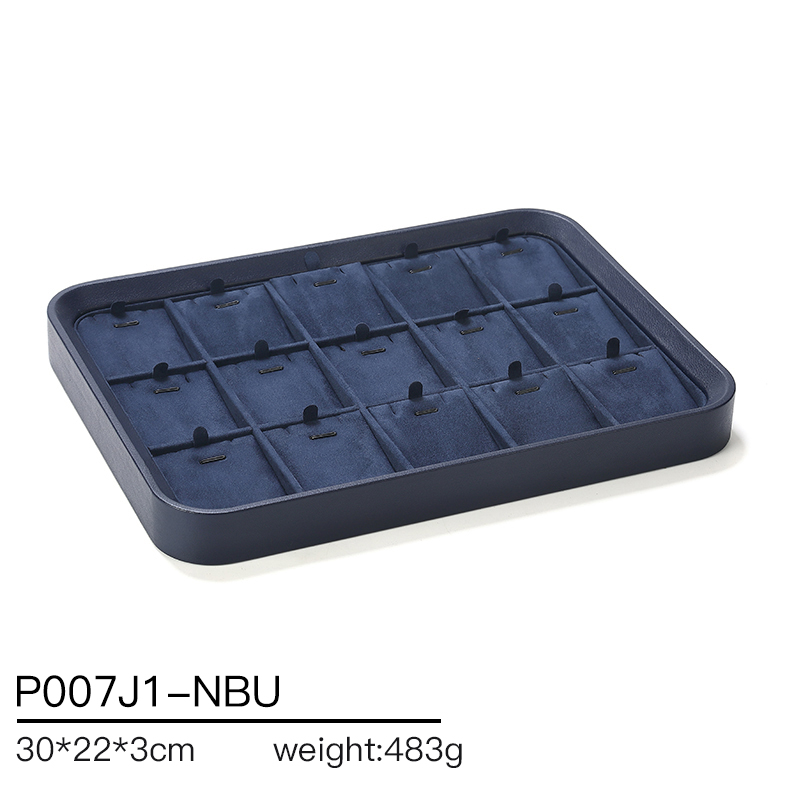 P007 blue DIGU High Quality velvet PU Leather earrings rings jewelry display tray