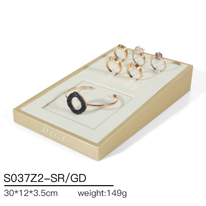 S037 beige DIGU 2024 Hot selling PU Leather jewelry props jewelry display set