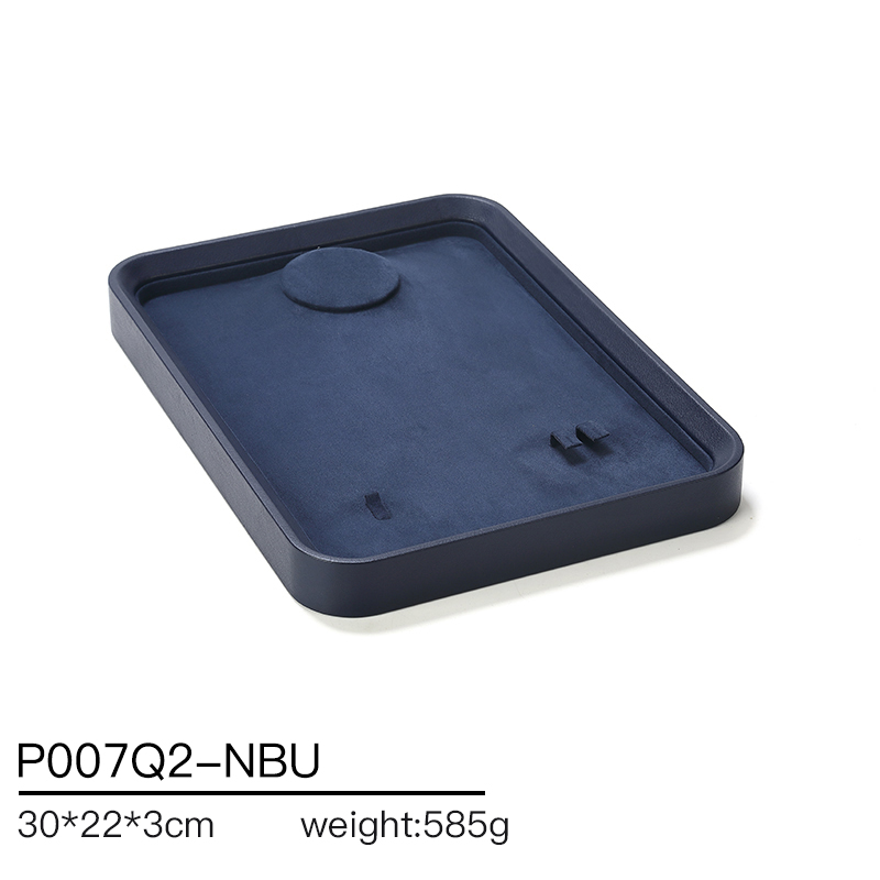 P007 blue DIGU High Quality velvet PU Leather earrings rings jewelry display tray