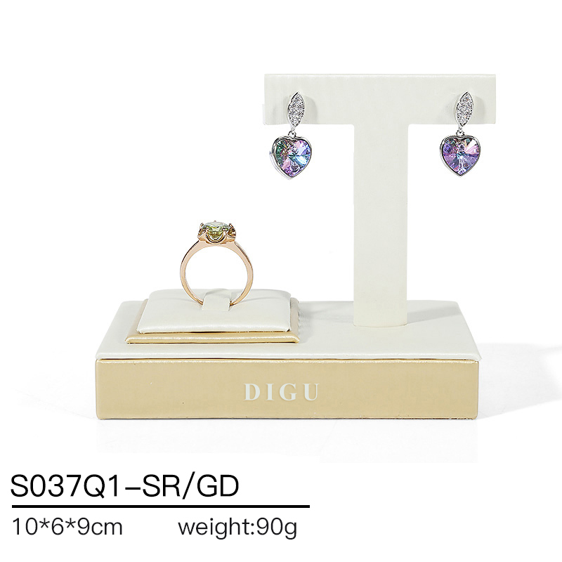 S037 beige DIGU 2024 Hot selling PU Leather jewelry props jewelry display set