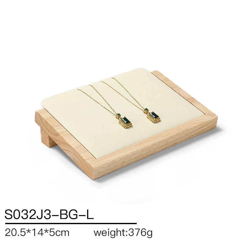 S032 Beige DIGU Luxury Microfiber Wood Jewelry Display Props Set