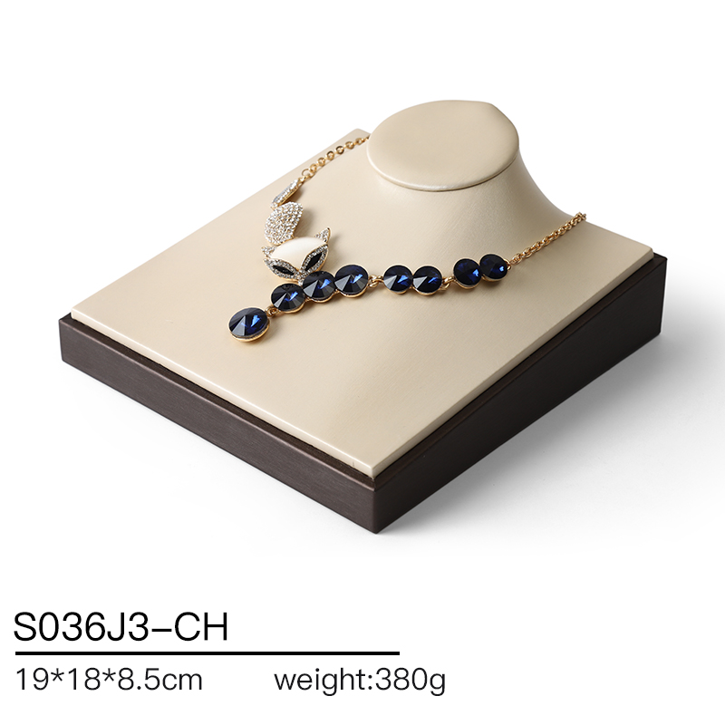 S036 beige DIGU Handmade PU Leather Jewelry Display Ring Holder Jewelry Stand For Counter