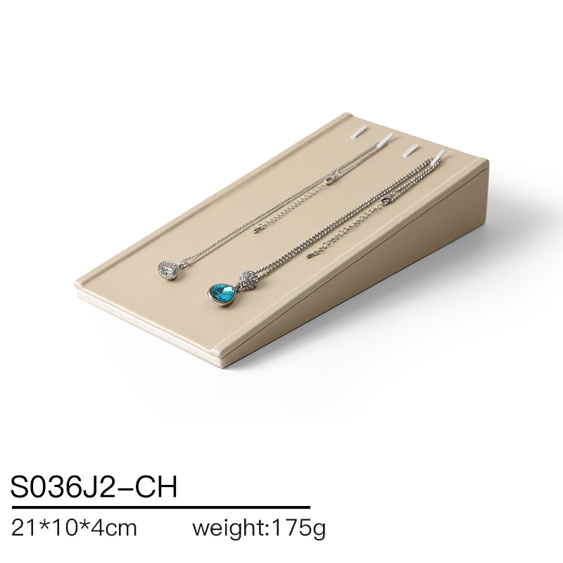 S036 beige DIGU Handmade PU Leather Jewelry Display Ring Holder Jewelry Stand For Counter