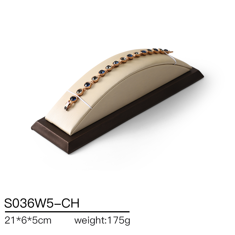 S036 beige DIGU Handmade PU Leather Jewelry Display Ring Holder Jewelry Stand For Counter