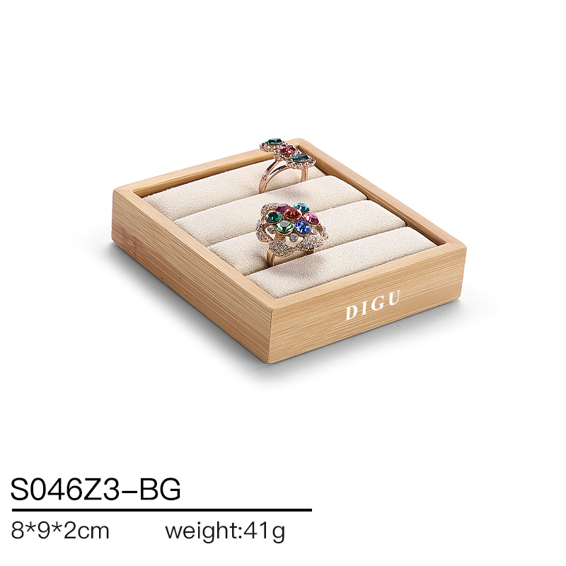 S046 Beige DIGU Handmade Beige Microfiber Jewelry display set Necklace Earring Bracelet Ring Jewelry Display Props