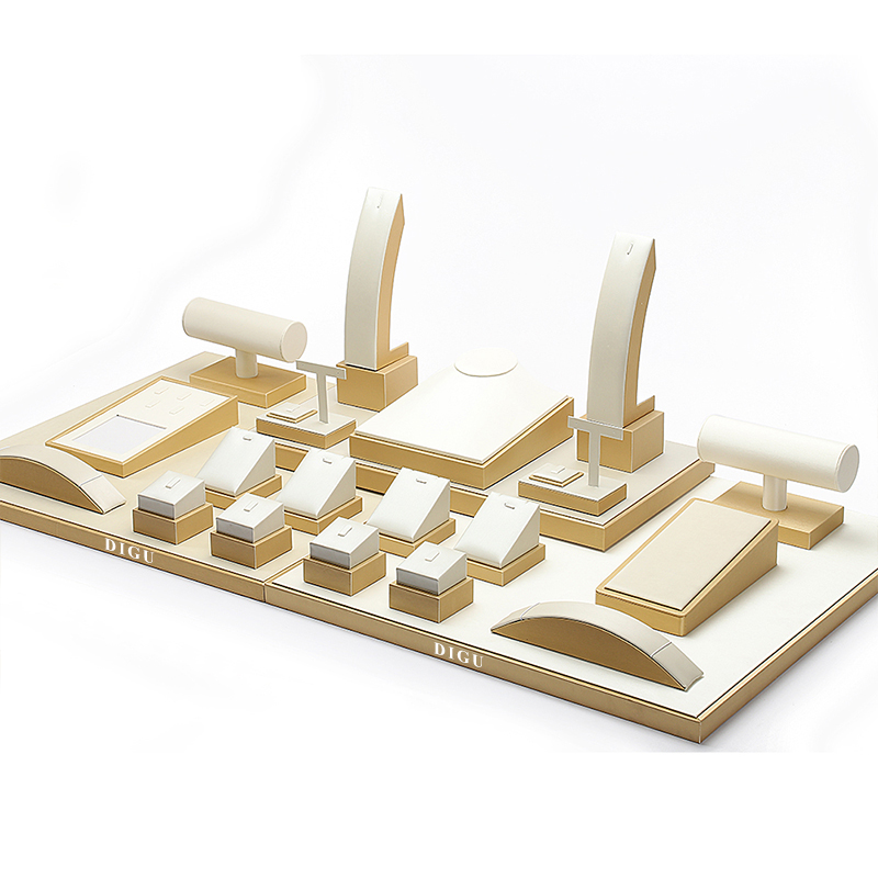 S037 beige DIGU 2024 Hot selling PU Leather jewelry props jewelry display set