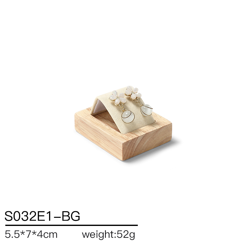 S032 Beige DIGU Luxury Microfiber Wood Jewelry Display Props Set