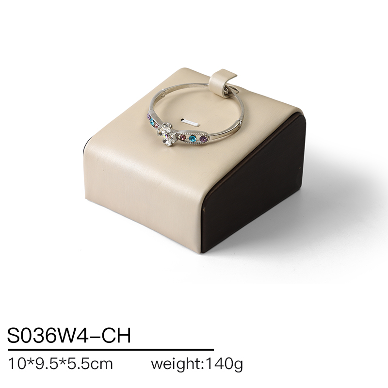 S036 beige DIGU Handmade PU Leather Jewelry Display Ring Holder Jewelry Stand For Counter