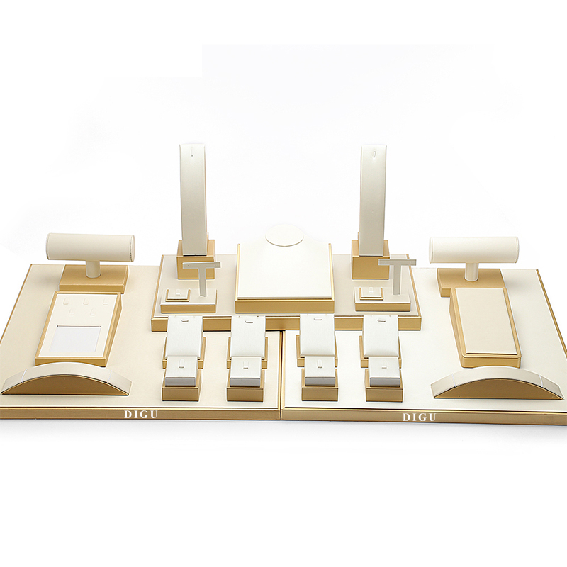 S037 beige DIGU 2024 Hot selling PU Leather jewelry props jewelry display set