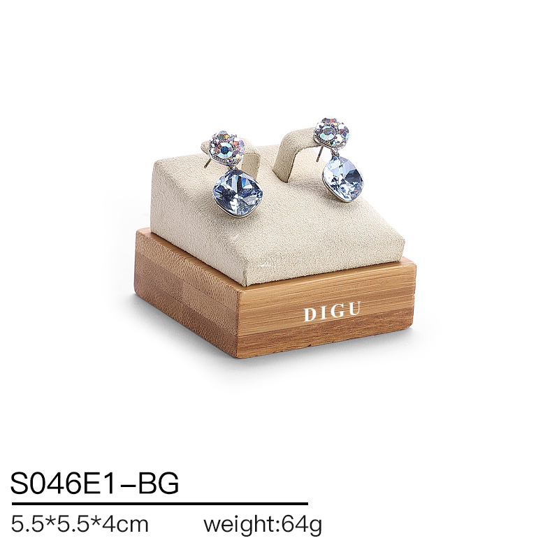 S046 Beige DIGU Handmade Beige Microfiber Jewelry display set Necklace Earring Bracelet Ring Jewelry Display Props