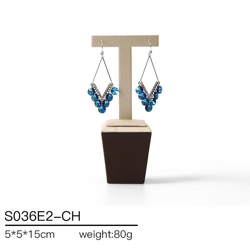 S036 beige DIGU Handmade PU Leather Jewelry Display Ring Holder Jewelry Stand For Counter