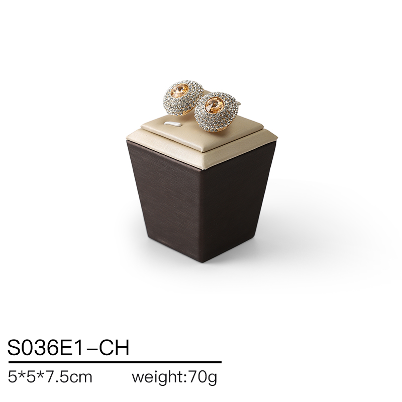 S036 beige DIGU Handmade PU Leather Jewelry Display Ring Holder Jewelry Stand For Counter
