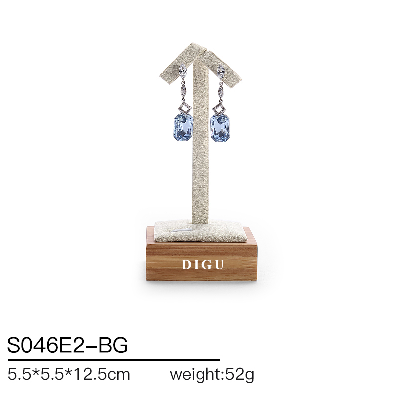 S046 Beige DIGU Handmade Beige Microfiber Jewelry display set Necklace Earring Bracelet Ring Jewelry Display Props