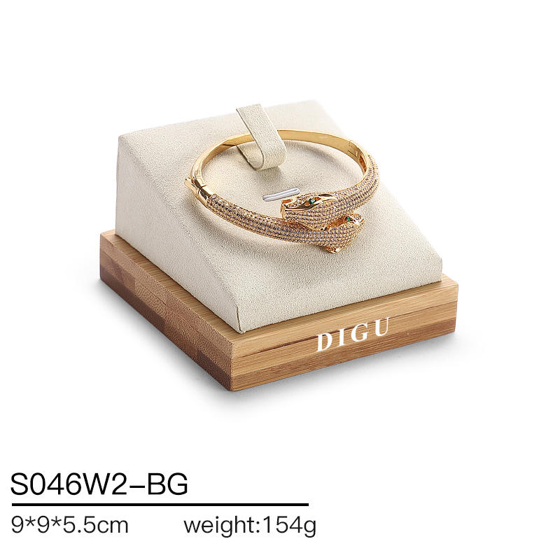 S046 Beige DIGU Handmade Beige Microfiber Jewelry display set Necklace Earring Bracelet Ring Jewelry Display Props