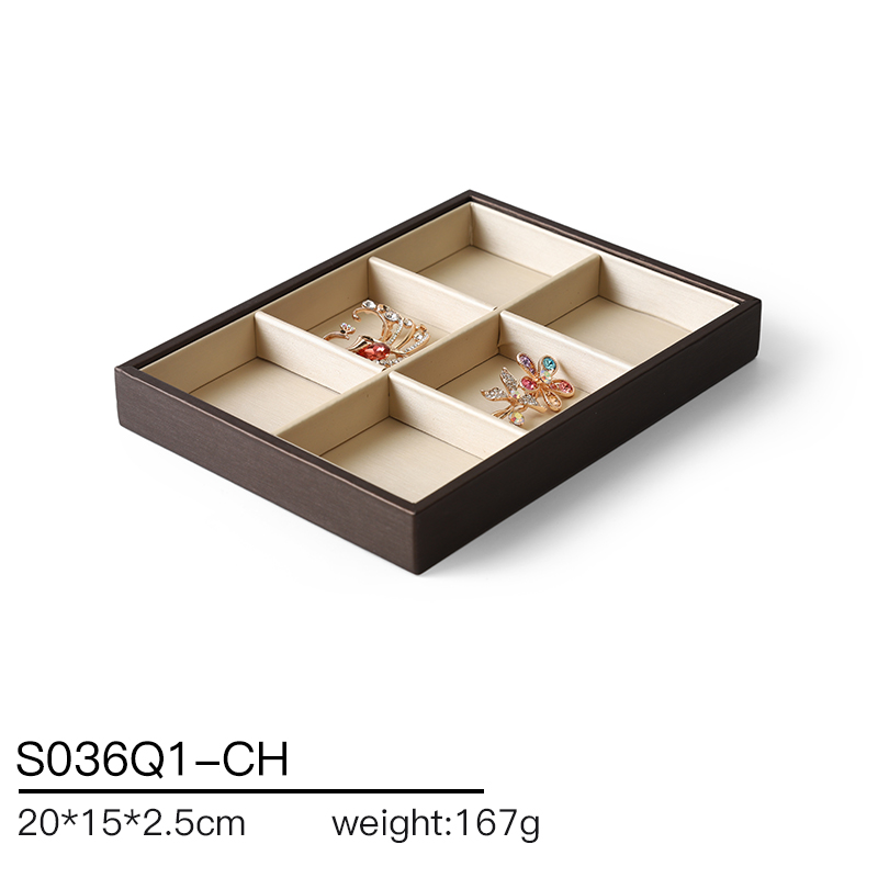 S036 beige DIGU Handmade PU Leather Jewelry Display Ring Holder Jewelry Stand For Counter