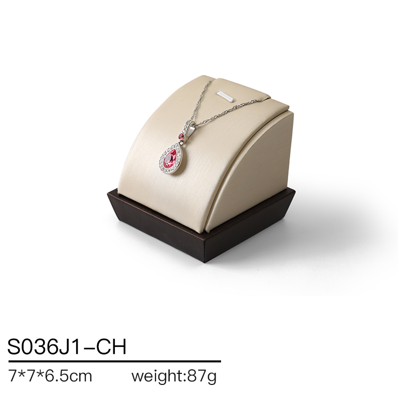 S036 beige DIGU Handmade PU Leather Jewelry Display Ring Holder Jewelry Stand For Counter