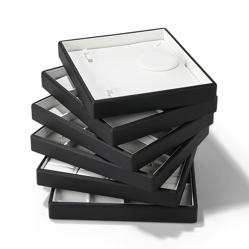 P010 DIGU High Quality white PU Leather ring jewelry display tray