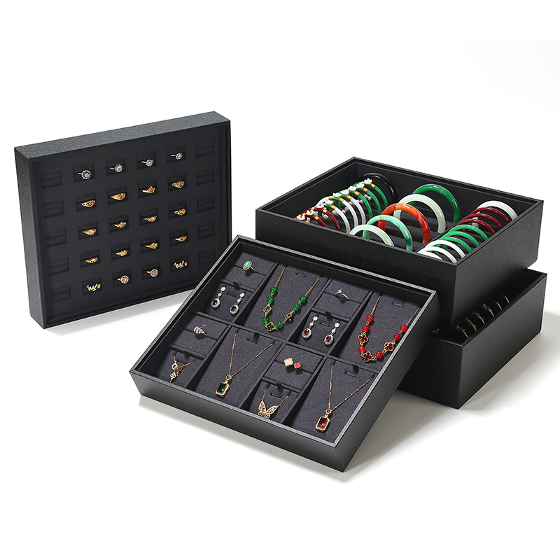 P002 Black DIGU high quality PU Leather Necklace Bracelet Pendant Jewelry Display Tray