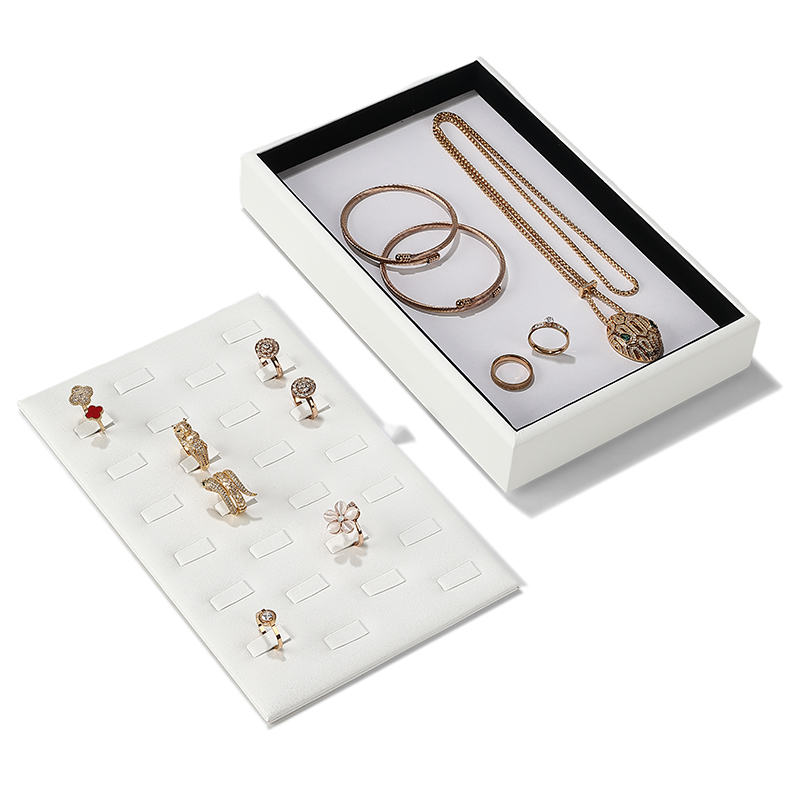 P009 DIGU Handmade Pu Leather earrings rings necklace jewelry display tray