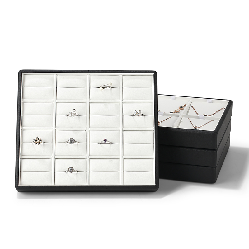 P010 DIGU High Quality white PU Leather ring jewelry display tray