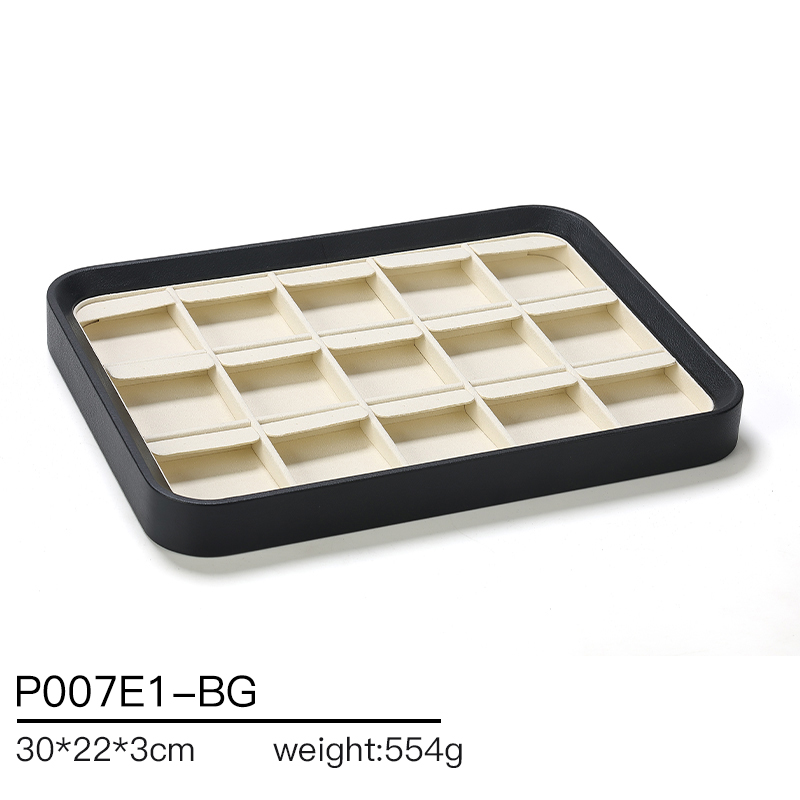P007 beige DIGU OEM/ODM Customization PU Leather with Microfiber Jewelry Display Tray
