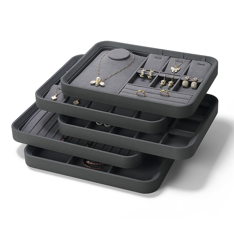 P007 Gray DIGU PU Leather with Microfiber Jewelry display tray