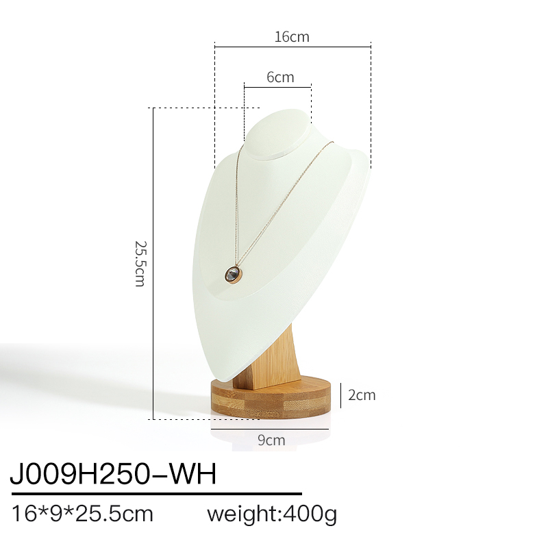 J009 DIGU Luxury Microfiber wood jewelry display stand necklace bust display for Jewelry Container