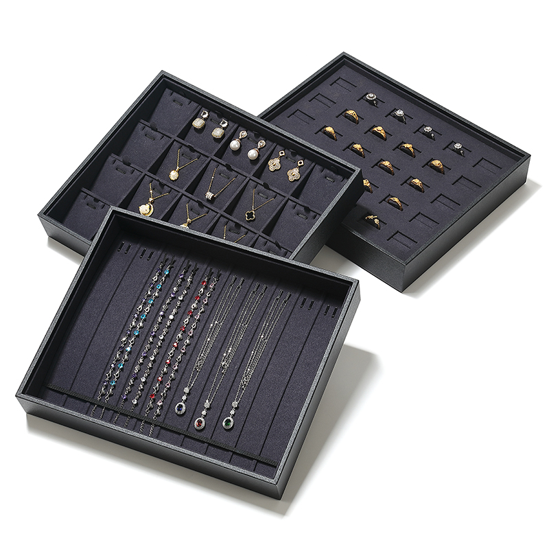 P002 Black DIGU high quality PU Leather Necklace Bracelet Pendant Jewelry Display Tray