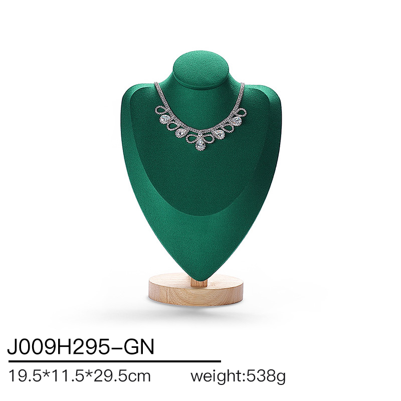 J009 DIGU Luxury Microfiber wood jewelry display stand necklace bust display for Jewelry Container