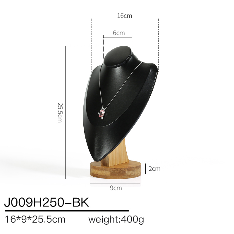 J009 DIGU Luxury Microfiber wood jewelry display stand necklace bust display for Jewelry Container