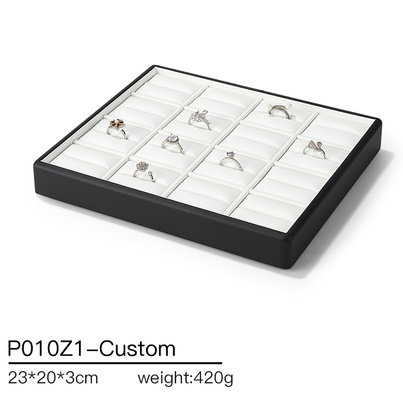 P010 DIGU High Quality white PU Leather ring jewelry display tray
