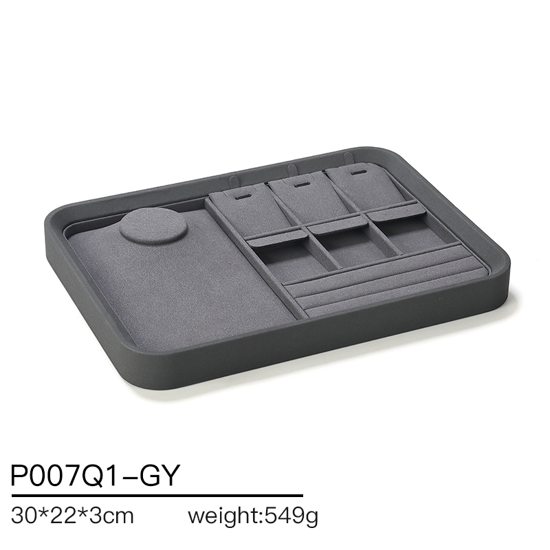 P007 Gray DIGU PU Leather with Microfiber Jewelry display tray