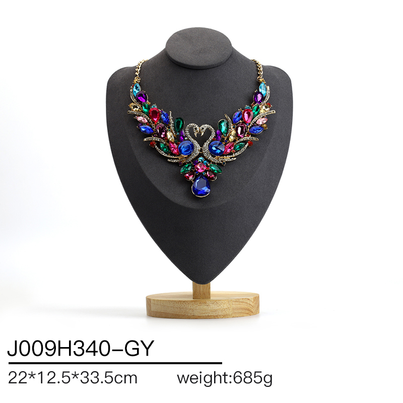J009 DIGU Luxury Microfiber wood jewelry display stand necklace bust display for Jewelry Container