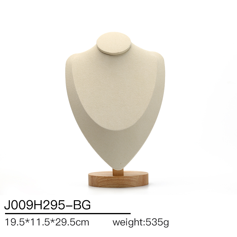 J009 DIGU Luxury Microfiber wood jewelry display stand necklace bust display for Jewelry Container