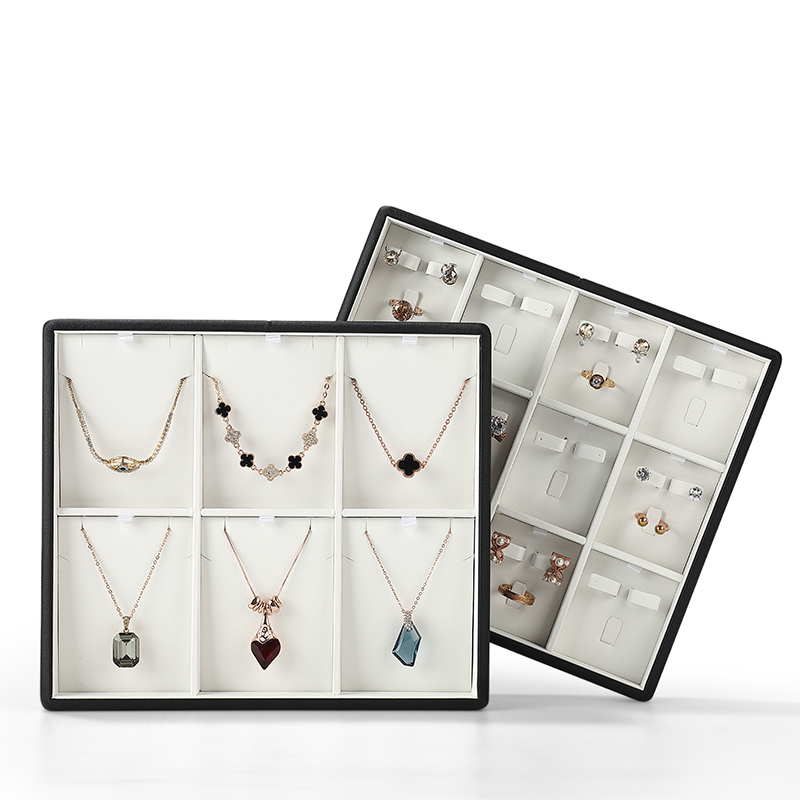 P010 DIGU High Quality white PU Leather ring jewelry display tray