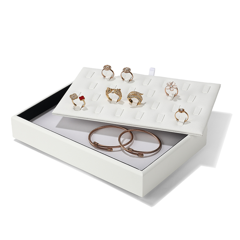 P009 DIGU Handmade Pu Leather earrings rings necklace jewelry display tray