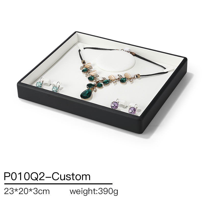 P010 DIGU High Quality white PU Leather ring jewelry display tray