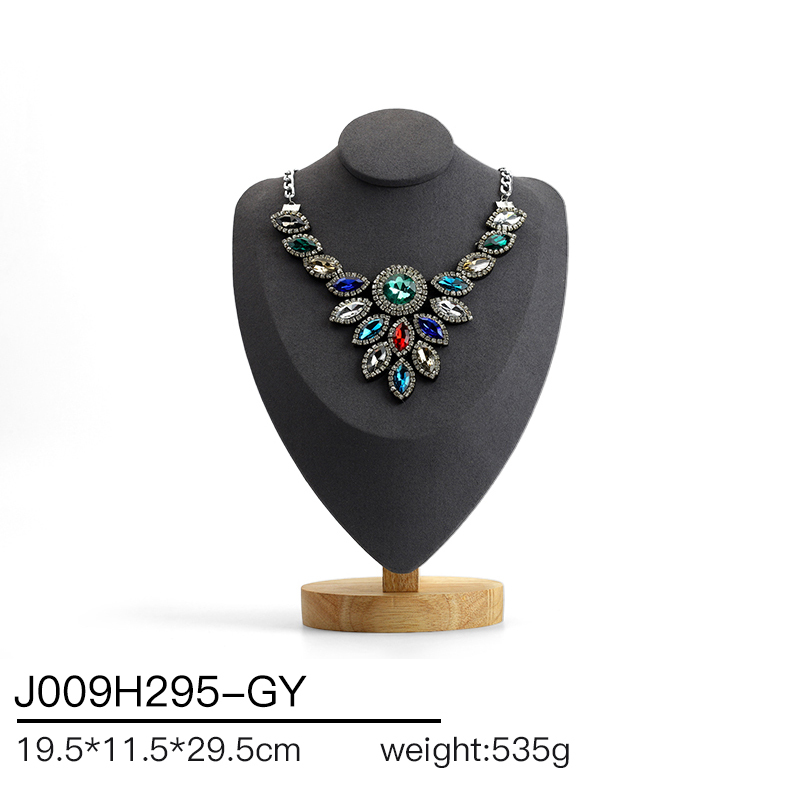J009 DIGU Luxury Microfiber wood jewelry display stand necklace bust display for Jewelry Container