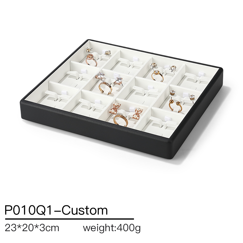 P010 DIGU High Quality white PU Leather ring jewelry display tray