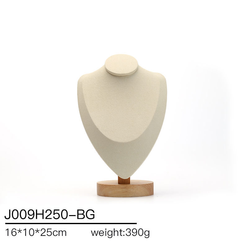 J009 DIGU Luxury Microfiber wood jewelry display stand necklace bust display for Jewelry Container