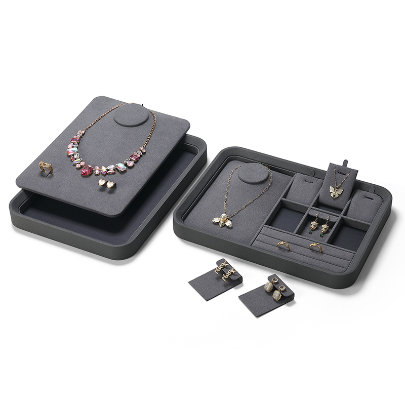 P007 Gray DIGU PU Leather with Microfiber Jewelry display tray