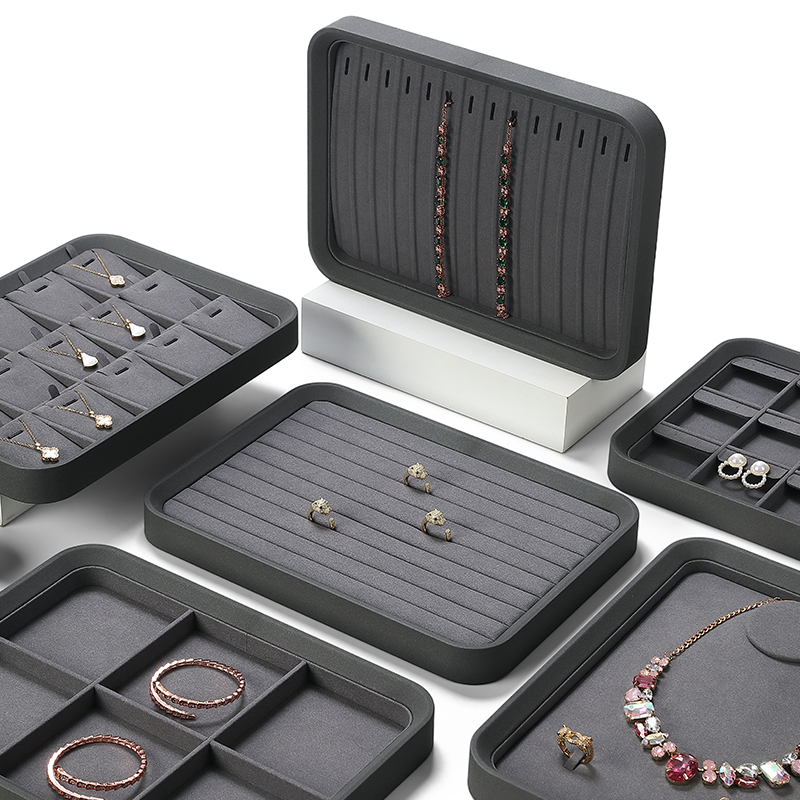 P007 Gray DIGU PU Leather with Microfiber Jewelry display tray