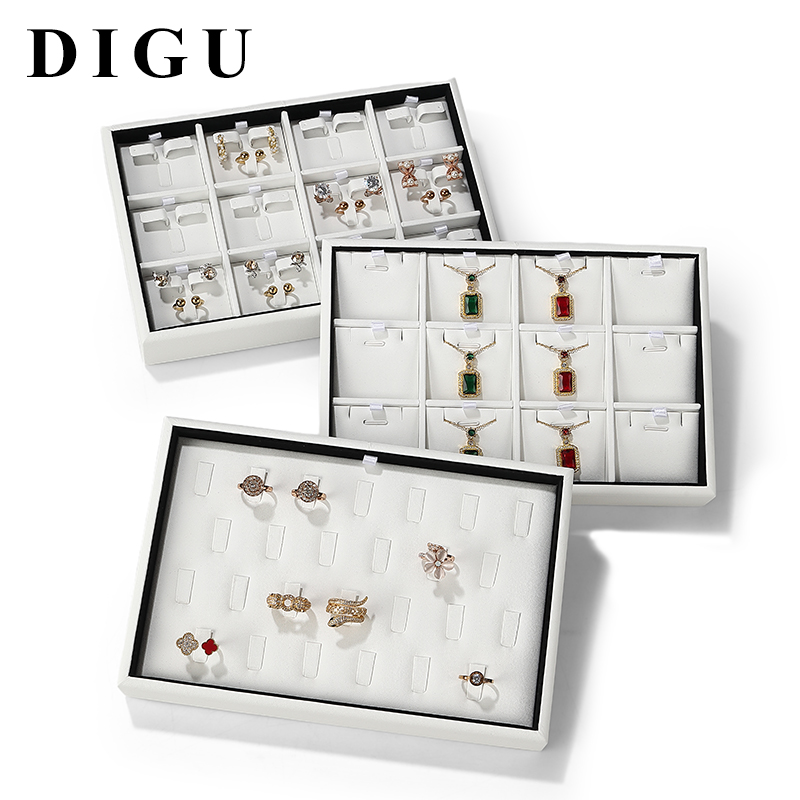 P009 DIGU Handmade Pu Leather earrings rings necklace jewelry display tray