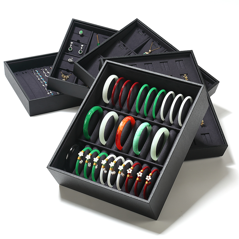 P002 Black DIGU high quality PU Leather Necklace Bracelet Pendant Jewelry Display Tray