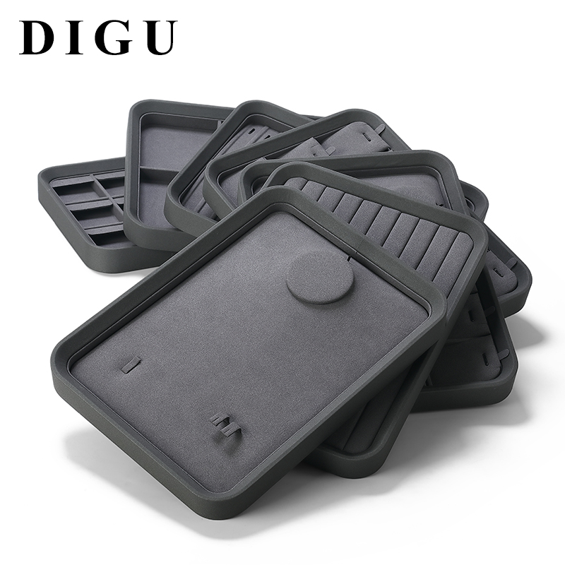 P007 Gray DIGU PU Leather with Microfiber Jewelry display tray