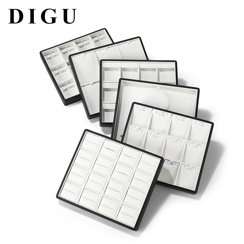 P010 DIGU High Quality white PU Leather ring jewelry display tray