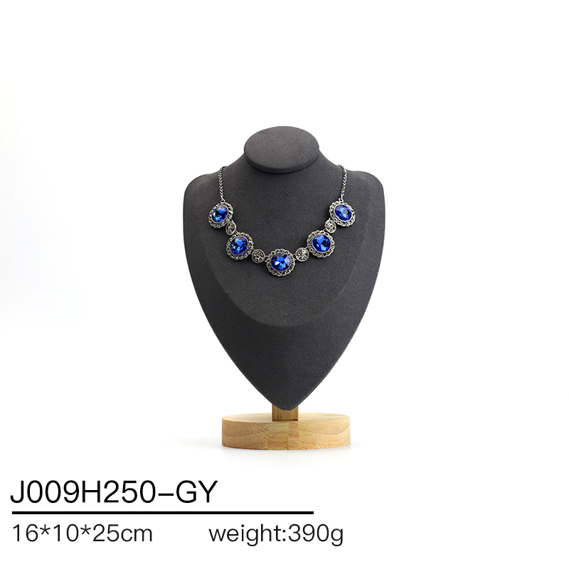 J009 DIGU Luxury Microfiber wood jewelry display stand necklace bust display for Jewelry Container