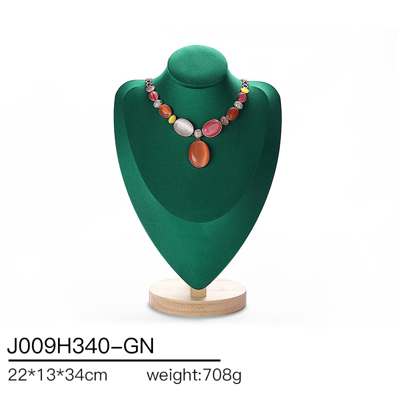 J009 DIGU Luxury Microfiber wood jewelry display stand necklace bust display for Jewelry Container