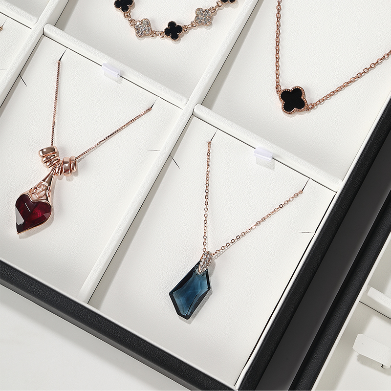 P010 DIGU High Quality white PU Leather ring jewelry display tray